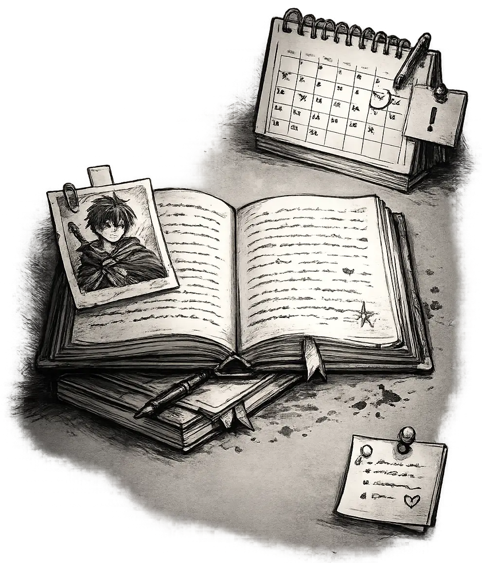 Notes and characters linked to the current chapter in Plumelisse